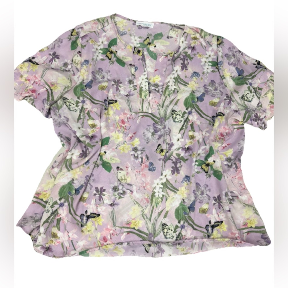 Cynthia Rowley purple Print Women's butterfly Top 1X